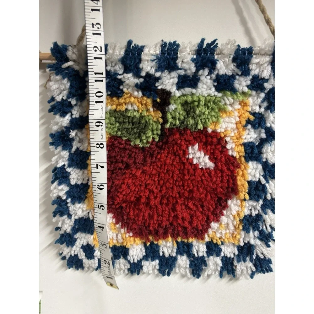 Vintage 1995 Apple Latch Hook Wall Hanging Tender Loving Care Classroom Decor